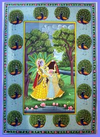 Radha Krishna Silk Paintings