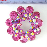 Fuchsia and AB Crystal Layered Flower jewelry Brooch (SWTBC1)