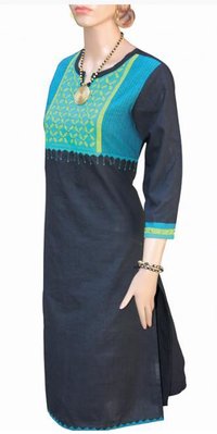 Cotton Embroidered Appliqued Cut Work Kurta