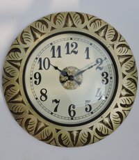 Hand Carved Brass Fitted Wooden Wall Clocks