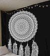 Dream Catcher Design Black And White Color Indian Cotton Tapestry