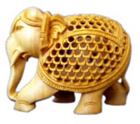 White Wood Elephant