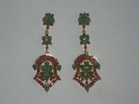 Gold Plated Real Stone Silver Earring Set