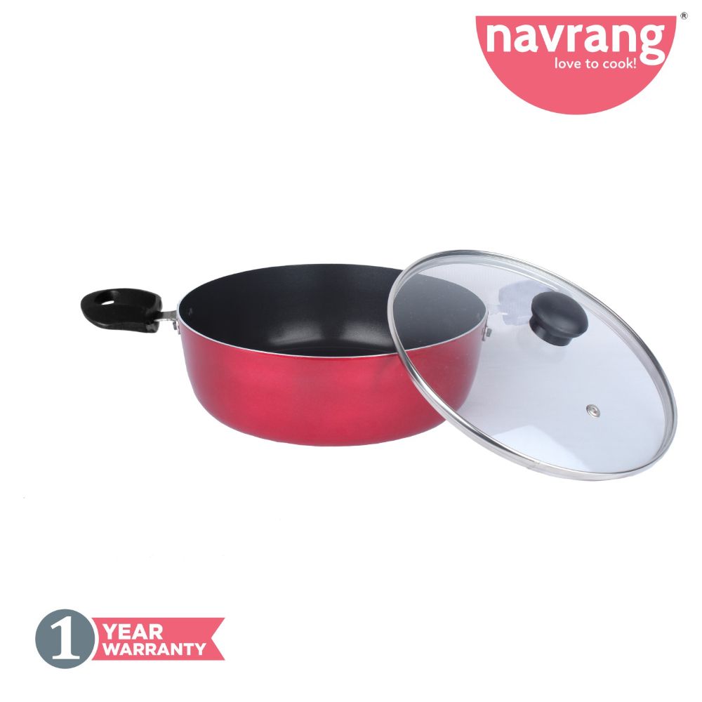 Navrang Nonstick Jumbo Pan Glass Lid
