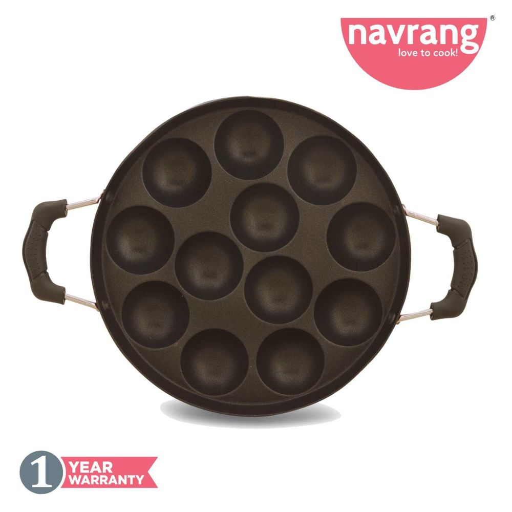 Navrang Nonstick Appakara 12 Heavy With Handle With Lid