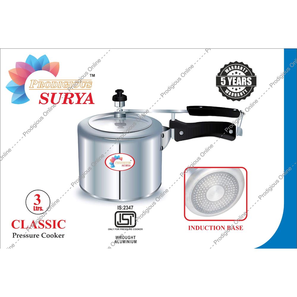 Prodigious Surya 3l Classic Pressure Cooker - Induction Base