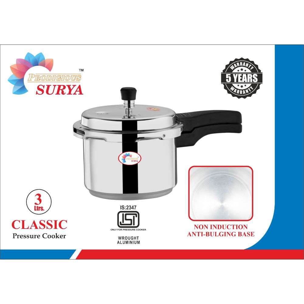 Prodigious Surya 3l Classic Pressure Cooker - Outer Lid Non Induction
