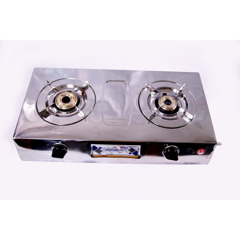 Surya Hotshine 2 Burner Stainless Steel Gas Stove With Brass Burner And Ss Pan Support weight With Box 3.2kg