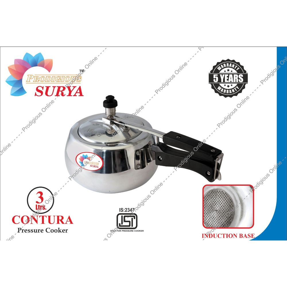 Prodigious Surya 3L Contura Pressure Cooker - Induction Base