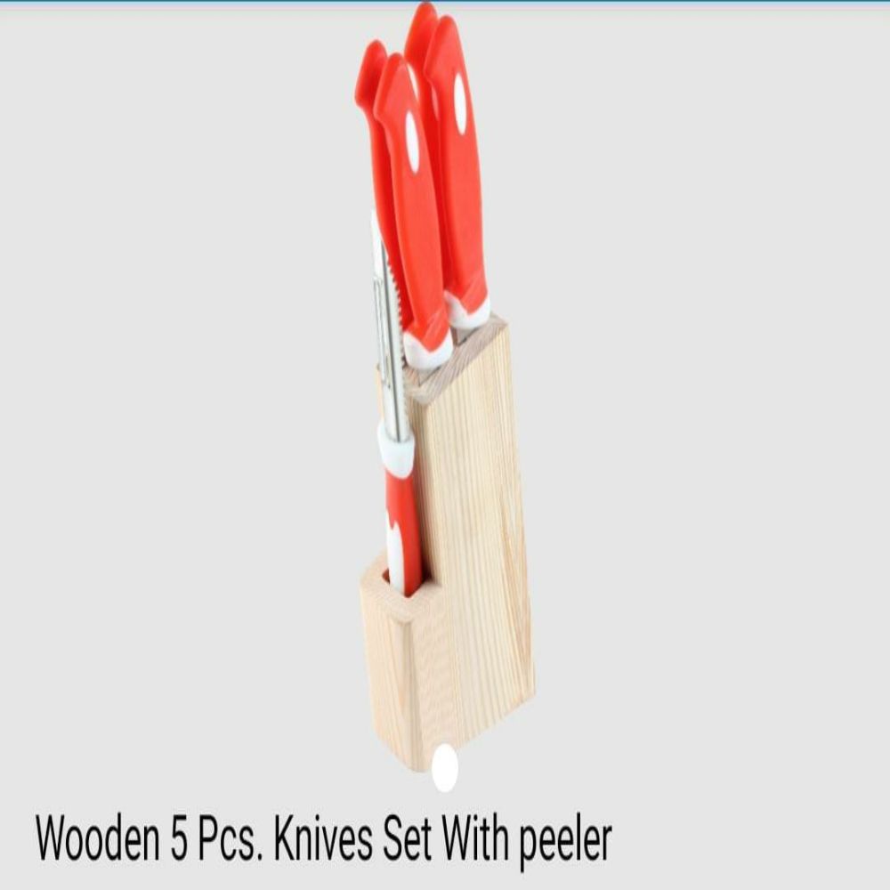 National Wooden 5 Pcs Knives Set With Peeler