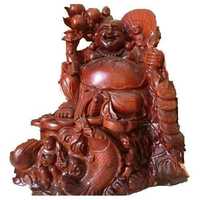 Red Wooden Laughing Buddha