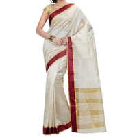 सफेद रेशमी साड़ी