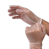 Plastic examination gloves