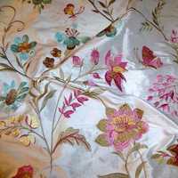 Embroidered silk fabric