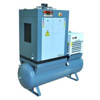 Tank mounted screw air compressor