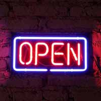 Open neon sign