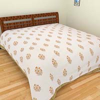 Hand block printed bed sheet