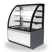 Curved glass display counter