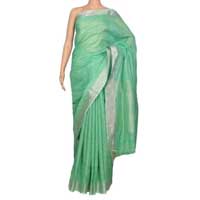 Plain linen saree
