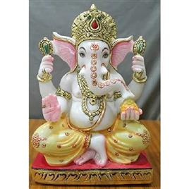 15 Feet White Marble Ganesha Statue, Material: Marble