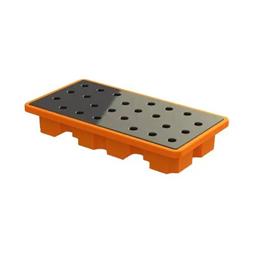 Two Drum Spill Containment Single Wall Pallet - Color: Yellow / Black / Red / Blue / Green