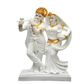 2ft Painted Marble Radha Krishna Statue