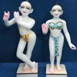 30 Inch Marble Iskcon Radha Krishna Status In Alwar Geeta Marble Murti Arts, Color: White