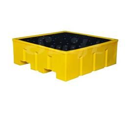 4 Drum Spill Containment Double Wall Pallet - Color: Yellow / Black / Red / Blue / Green