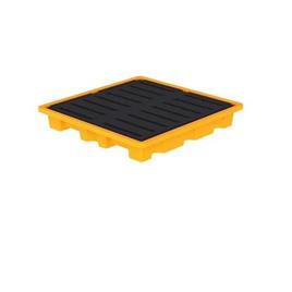 4 Drum Spill Containment Single Wall Pallet - Color: Yellow / Black / Red / Blue / Green