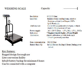 400X400 Mm Weighing Scale With Platform