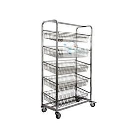 5 Basket Vegetable Ss Trolley, Wheel: Four Wheel