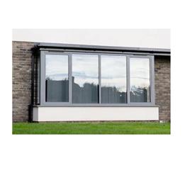 Aluminium Window 4 Track - Aluminum Alloy, Variable Dimensions, Gray Color | Double Glazed Glass, Suitable for Residential and Commercial Use, BS EN 14351-1 Compliant