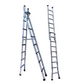 Aluminum Stool Cum Straight Folding Ladder, Aluminium Section of Size: 66mm x31mm x3mm thick approx