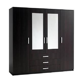 Black Plywood Modern Wooden Wardrobe, Material: Plywood