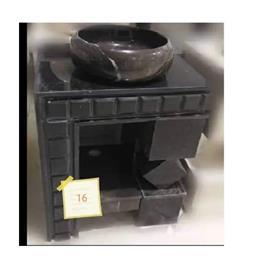 Black Round Single Marble Wash Basin, Mount Type: Pedestal