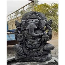 Black Stone Ganesh Murti, Size: 30inch