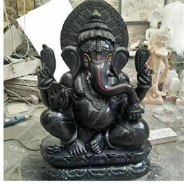 Black Stone Ganesh Murti Size25Fit, Material: Marble