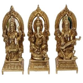 Brass Ganesha Laxmi Sarswati Statue, Usage/Application: Worship