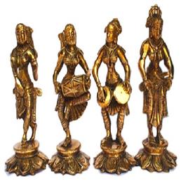 Brass Lady Music Statue Set, Material: Brass