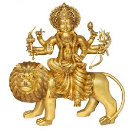 Brass Maa Durga Sitting Statue, Finishing: Lacquer Coating