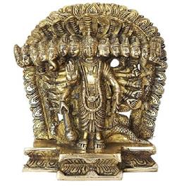 Brass Vishnu Virat Swaroop Statue, Care Instruction: Clean With a Dry & Soft Cloth. Do Not Use Harsh Chemical