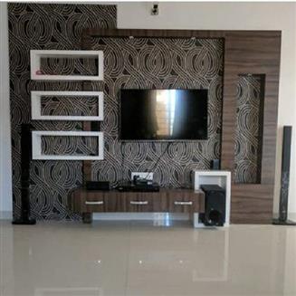 Brown Wall Mounted 18Mm Plywood Tv Cabinet