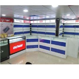 Color Coated Mobile Display Rack Material: WoodGlass