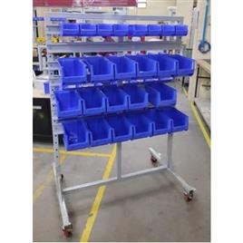 Commercial Both Side Bin Storage Rack, Color: White