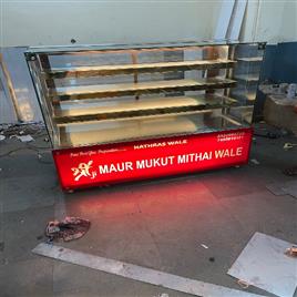 Display Counter With Red Acralic Design In Noida Sector 10 Sunlight Kitchen Solutions