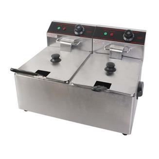 Double Deep Fryer - Stainless Steel, 50x40x30 cm, 10L Tanks | Temperature Control, Fast Heating, Easy Cleaning