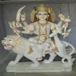 Durga Statue Sitting On Lion In Jaipur Dixit Marble Moorti Museum, Design: Painted