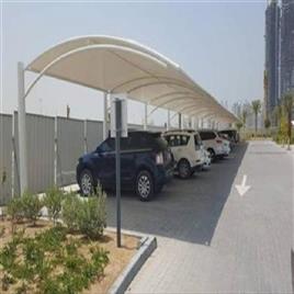 Fiber White Car Parking Shed, Material: Fiber