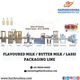 Flvoured Milk Butter Milk Lassi Packaging Line, Machine Type: SS Steel