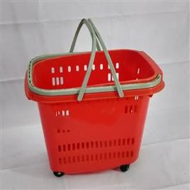 Four Wheel Plastic Shopping Basket, Loading Capacity: 50 Ltrs